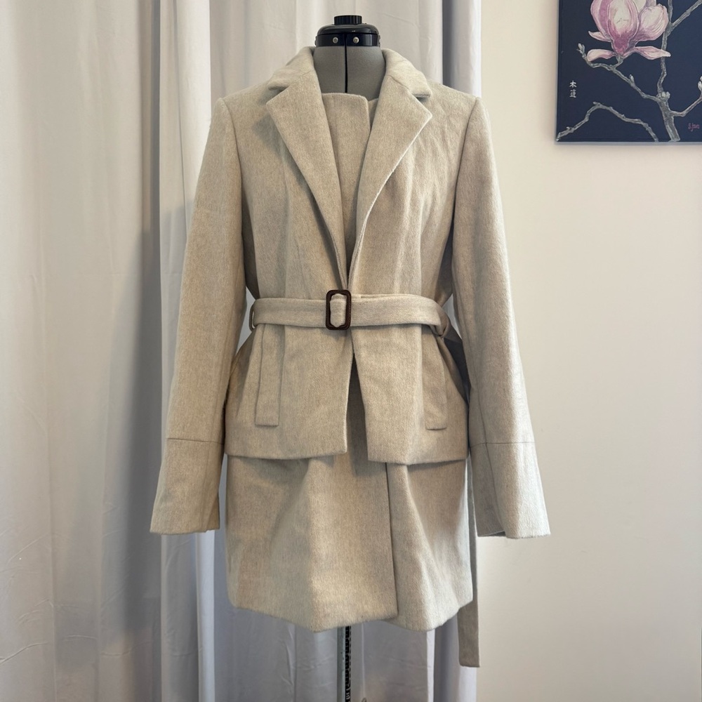 J. Crew Beige Belted Wool Trench Coat